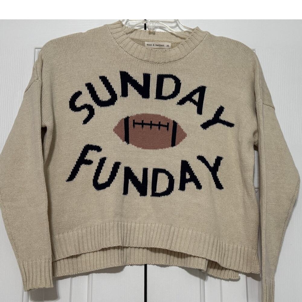 Moon & Madison Sunday Funday Cropped Sweater, Size XS